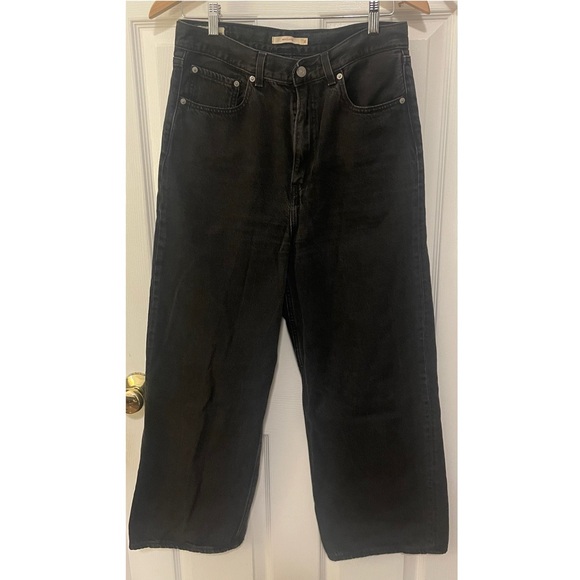 Levi’s Black High Loose Jeans Wide Leg Denim High Waisted Short Length - Picture 2 of 8